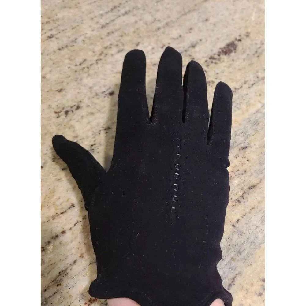 Vintage Size M 7 Black Soft Suede Leather Formal 8.5